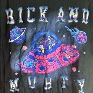 Rick and Morty Adult Swim T shirt UFO Space Black Large